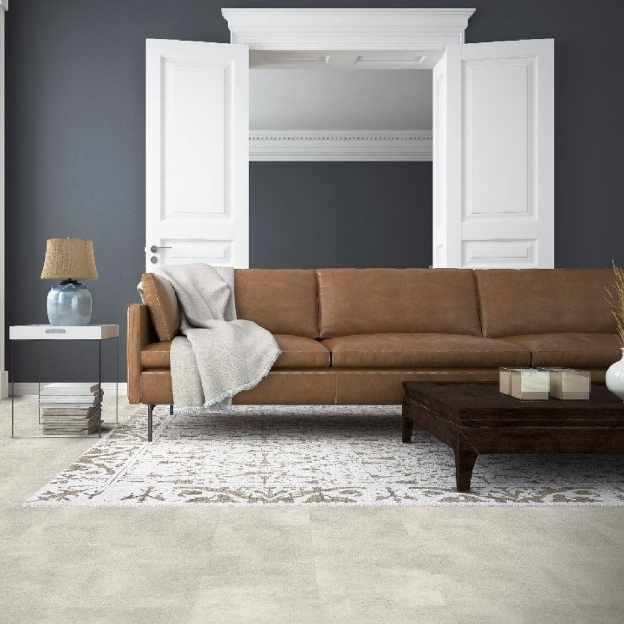 ProfiTrend  Világos cement vízálló laminált padló 610x305x4,5mm SPC-4008-4,5