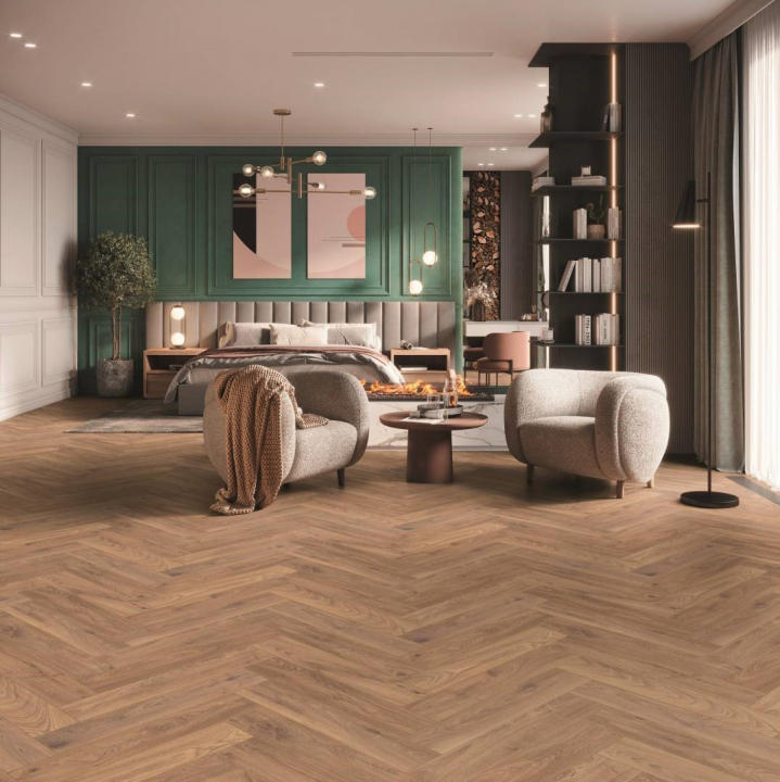 Krono Orignal Herringbone 8 Firebrand Oak halszálka  1260x630x8mm k450