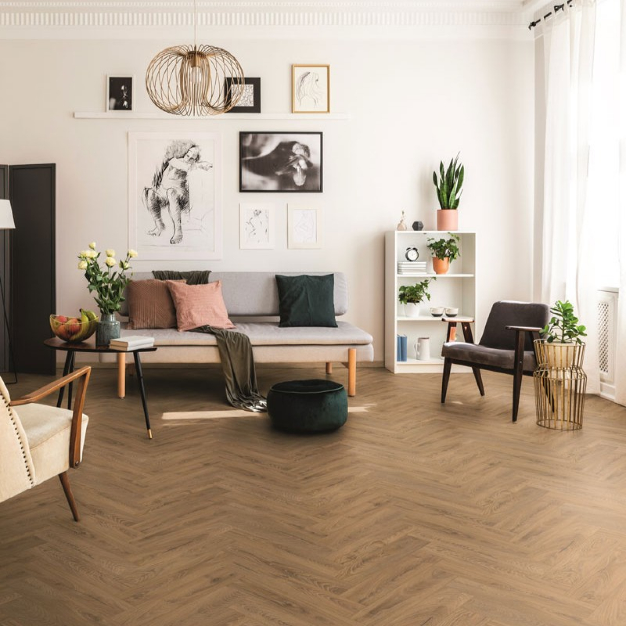 Krono Orignal Herringbone 8 Inka Oak halszálka  1260x630x8mm k476